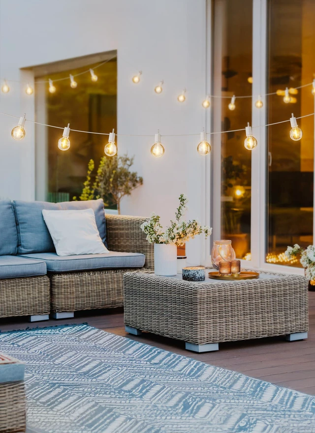 Alt view image 2 of 7 - Outdoor String Lights, 29FT G40 LED IP65 Waterproof Patio Lights 12 Shatterproof Edison Bulbs, Plug-In, Dimmable, Connectable, Hanging Light for Backyard Porch Party Decorative, White Wire