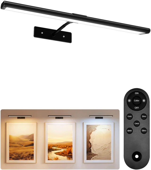 Main image of Picture Light for Wall, 4800mAh 16'' Rechargeable Wireless IR Remote Built in Battery Lights for Painting, Dimmable Magnetic LED Art Display Light, Colors Temperatures, for Gallery, Living Room