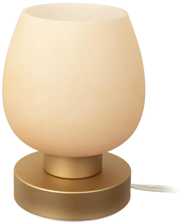 Main image of Touch Bedside Table Lamp - Desert Titanium Color Glass Lamp Shade, Warm LED Bulb, 3 Way Dimmable, Simple Design