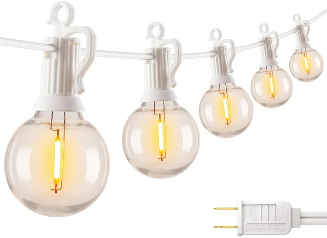 Main image of Outdoor String Lights, 69FT G40 LED IP65 Waterproof Patio Lights 30 Shatterproof Edison Bulbs, Plug-In, Dimmable, Connectable, Hanging Light for Backyard Porch Party Decorative, White Wire