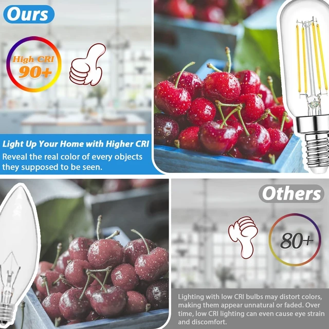 Alt view image 4 of 7 - E12 LED Light Bulbs 40 Watt Equivalent, 4W Candelabra Dimmable Edison Bulbs, 5000K T6 Bulbs for Chandelier Ceiling Fan Light 400LM, Vintage T25 Tubular Small Filament Bulbs, 12 Packs
