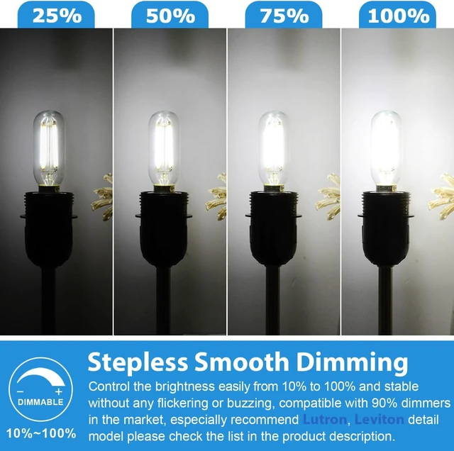 Alt view image 2 of 7 - E12 LED Light Bulbs 40 Watt Equivalent, 4W Candelabra Dimmable Edison Bulbs, 5000K T6 Bulbs for Chandelier Ceiling Fan Light 400LM, Vintage T25 Tubular Small Filament Bulbs, 12 Packs