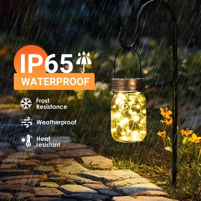 Alt view image 5 of 6 - Solar Mason Jar Lights, 8 Pack 30 Led String Fairy Lights Garden Lights Outdoor Waterproof Hanging Solar Lanterns for Outdoor, Garden, Patio, Lawn, Balcony Decoration