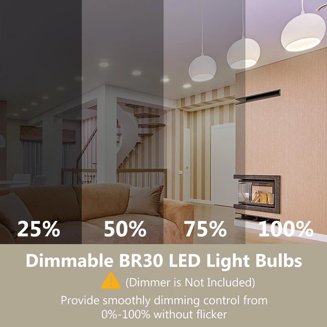 Alt view image 3 of 7 - 24Pack BR30 LED Bulb Indoor Flood Light Bulbs, 65W Equivalent Dimmable LED Bulbs, 4000K Neutral White, 850 Lumens E26 Base, Recessed Can Bulb for Living Room Bedroom Dining Room Bathroom