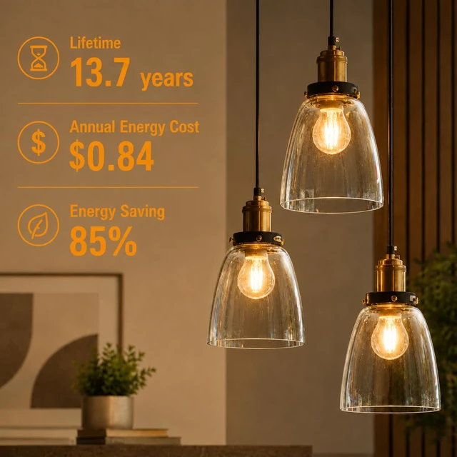 Alt view image 4 of 7 - A19 Vintage Dimmable LED Light Bulbs, E26 Base 60W Equivalent, 12 Pack 2700K Warm White, 8W, 800 Lumens High Brightness, CRI 80+, Clear Glass Edison Filament, for Home, Farmhouse