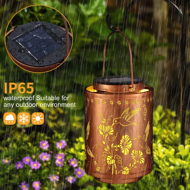 Alt view image 4 of 7 - 2 Pack Solar Lanterns Outdoor Waterproof Garden Decor Gifts for Women Metal Hanging Solar Lights Decoration for Outside LED Lanterns for Yard Patio Birthday Gifts Mon Grandma Hummingbirds