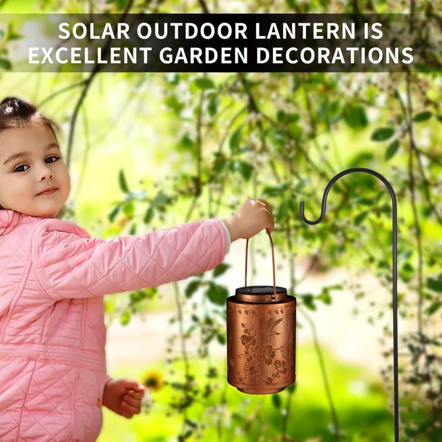 Alt view image 5 of 7 - 2 Pack Solar Lanterns Outdoor Waterproof Garden Decor Gifts for Women Metal Hanging Solar Lights Decoration for Outside LED Lanterns for Yard Patio Birthday Gifts Mon Grandma Hummingbirds