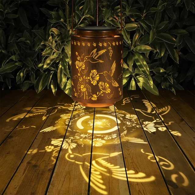 Alt view image 7 of 7 - 2 Pack Solar Lanterns Outdoor Waterproof Garden Decor Gifts for Women Metal Hanging Solar Lights Decoration for Outside LED Lanterns for Yard Patio Birthday Gifts Mon Grandma Hummingbirds