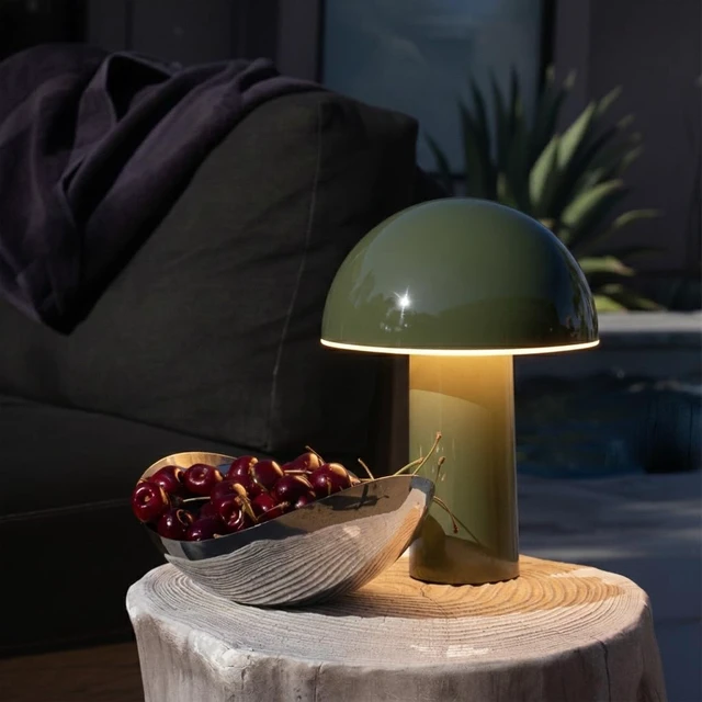 Alt view image 2 of 7 - Celia Table Lamp 10" Touch-Controlled Mushroom Accent Lamp, Cordless & Dimmable LED, Portable Bedside Accent Light, Recycled Sustainable Modern Lamp for Home Décor Olive Green