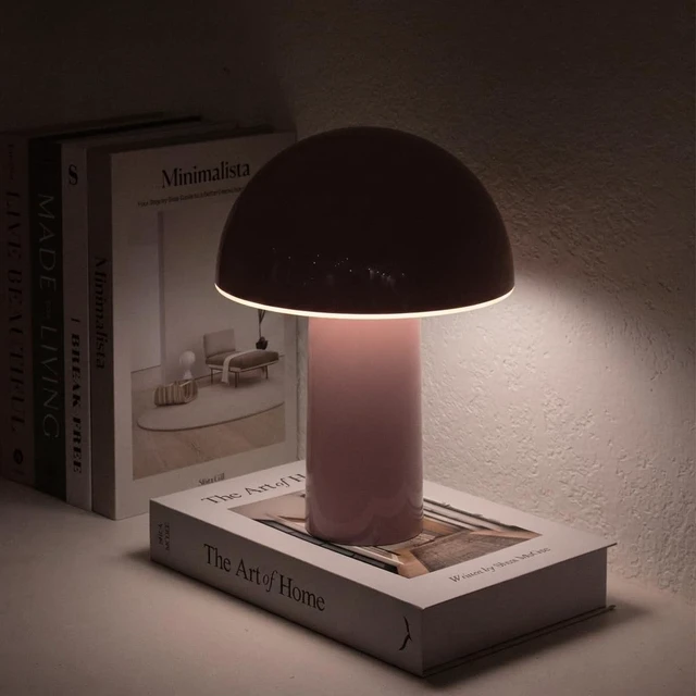 Alt view image 5 of 7 - Celia Table Lamp 10" Touch-Controlled Mushroom Accent Lamp, Cordless & Dimmable LED, Portable & Rechargeable Bedside Night Light, Sustainable Recycled Modern Patio Lamp, Home Décor Pink