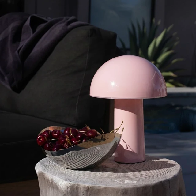 Alt view image 7 of 7 - Celia Table Lamp 10" Touch-Controlled Mushroom Accent Lamp, Cordless & Dimmable LED, Portable & Rechargeable Bedside Night Light, Sustainable Recycled Modern Patio Lamp, Home Décor Pink