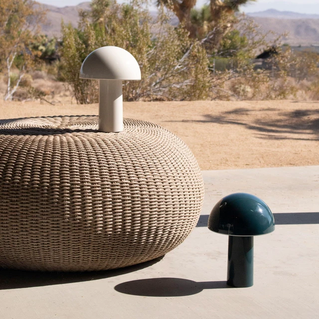 Alt view image 6 of 7 - Celia Small Table Lamp 10" Touch-Controlled Mushroom Accent Lamp, Cordless & Dimmable LED, Portable Bedside Night Light, Sustainable Light, Recycled Modern Patio Lamp for Home Décor Teal