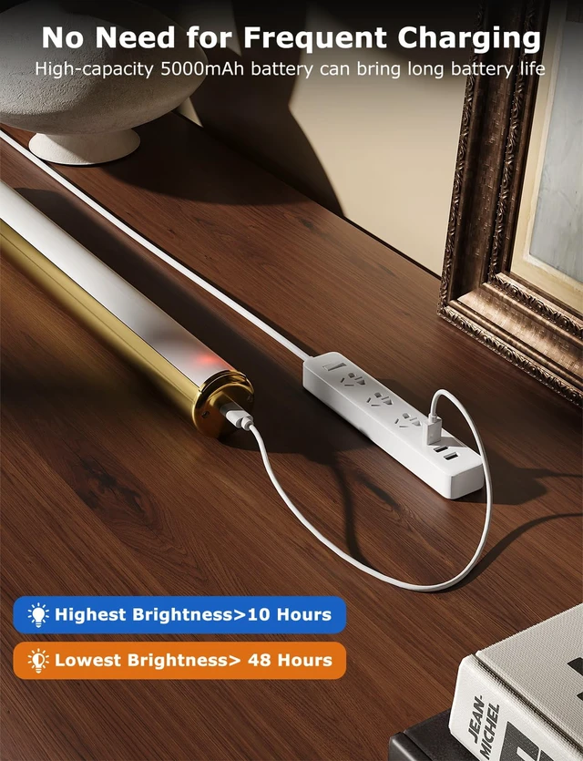 Alt view image 5 of 7 - 16" Wireless Picture Lights for Wall, Rechargeable Art Light, 2Pack Gold Aluminum Photo Frame Light, Remote & Touch Control, 5000mAh Battery, 3 Color Temp, Dimmable, Magnetic Gallery Painting Light