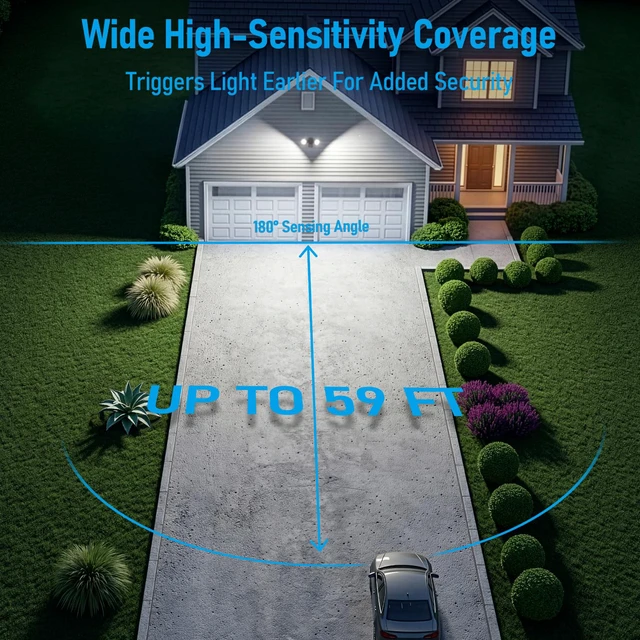Alt view image 4 of 7 - 3CCT Motion Sensor Security Lights Dusk to Dawn IP65 Bronze LED Motion Detector Flood Light Outdoor, 3000K4000K5000K Selectable, ETL Listed, Adjustable Heads, Aluminum, Waterproof