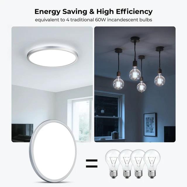 Alt view image 4 of 7 - Dimmable LED Flush Mount Ceiling Light Fixture with Remote Control, 12Inch 3000K-6500K Light Color Adjustable, Modern Ultra-Thin Ceiling Lamp for Bedroom Kitchen, Wired