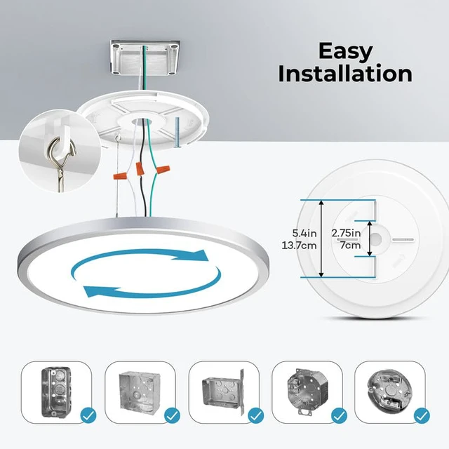 Alt view image 5 of 7 - Dimmable LED Flush Mount Ceiling Light Fixture with Remote Control, 12Inch 3000K-6500K Light Color Adjustable, Modern Ultra-Thin Ceiling Lamp for Bedroom Kitchen, Wired