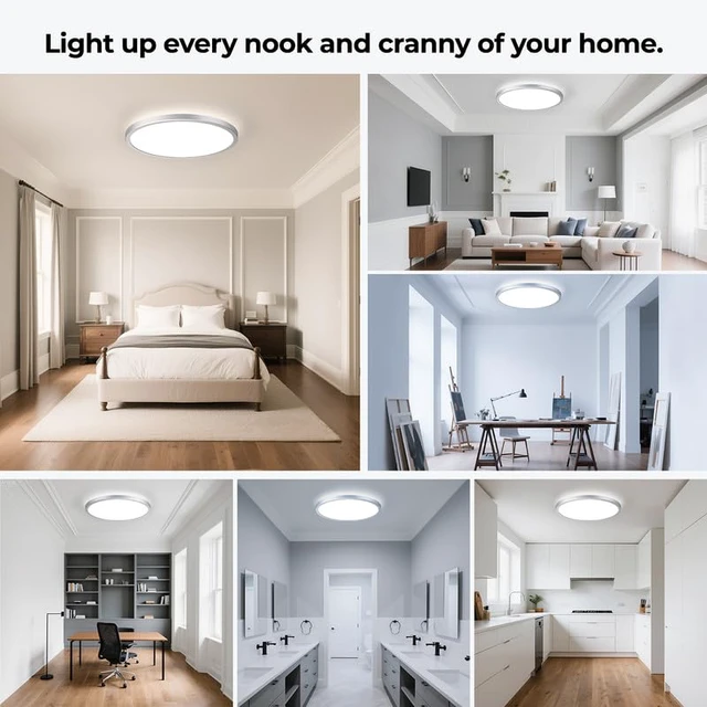 Alt view image 6 of 7 - Dimmable LED Flush Mount Ceiling Light Fixture with Remote Control, 12Inch 3000K-6500K Light Color Adjustable, Modern Ultra-Thin Ceiling Lamp for Bedroom Kitchen, Wired