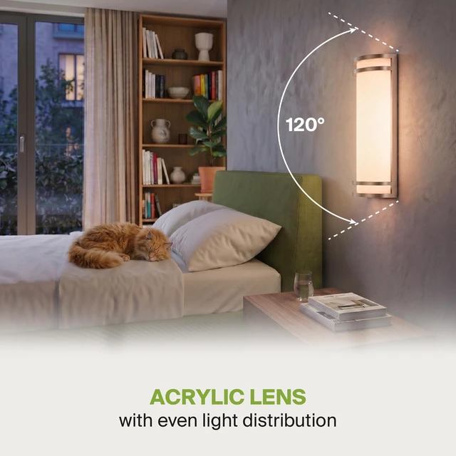 Alt view image 4 of 7 - Indoor LED Wall Sconce Lights, Brushed Nickel 3000/4000/5000K ETL 14 Inch 20W Dimmable LED Wall Sconces Hardwired, Modern Wall Sconce Light Fixture for Bedroom, Bathroom, Hallway Decor, ETL