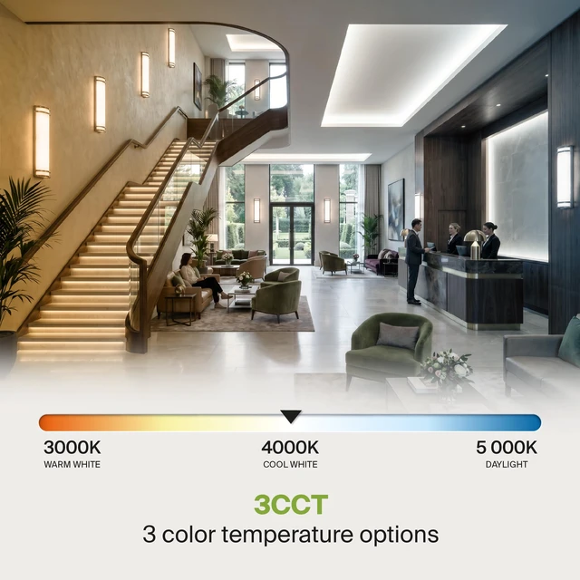 Alt view image 5 of 7 - Indoor LED Wall Sconce Lights, Brushed Nickel 3000/4000/5000K ETL 14 Inch 20W Dimmable LED Wall Sconces Hardwired, Modern Wall Sconce Light Fixture for Bedroom, Bathroom, Hallway Decor, ETL