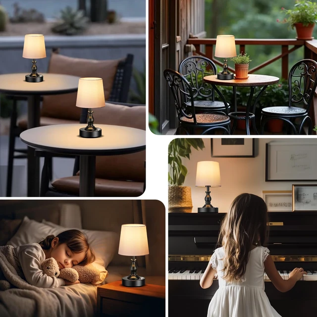 Alt view image 7 of 7 - Mini Cordless LED Table Lamp, 5200mAh Rechargeable Battery Operated Lamp, 3-Level Brightness, Touch Dimmable Desk Lamp, Bedside Night Light for Patio Camping Restaurant Home, Matte Black