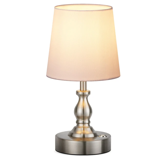 Main image of Mini Cordless LED Table Lamp, 5200mAh Rechargeable Battery Operated Lamp, 3-Level Brightness, Touch Dimmable Desk Lamp, Bedside Night Light for Patio Camping Restaurant Home, Brushed Nickel