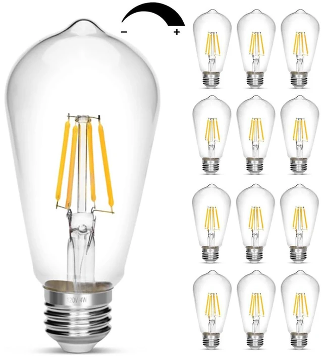 Main image of Dimmable Vintage Edison Bulb 4W,Equivalent 40W Incandescent,ST18 Antique LED Filament Bulbs,Daylight White 4000K 450 Lumens,E26 Led Bulb,Pack of 12