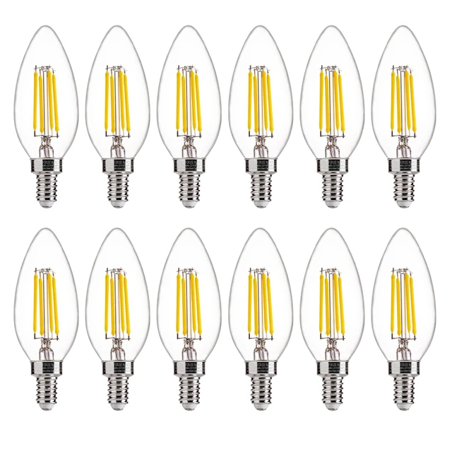 Main image of 5000K Daylight 60W Equivalent Dimmable LED Candelabra Bulbs, B11 LED E12 Base Chandelier Light Bulbs, 550LM, CRI90, 12 Pack