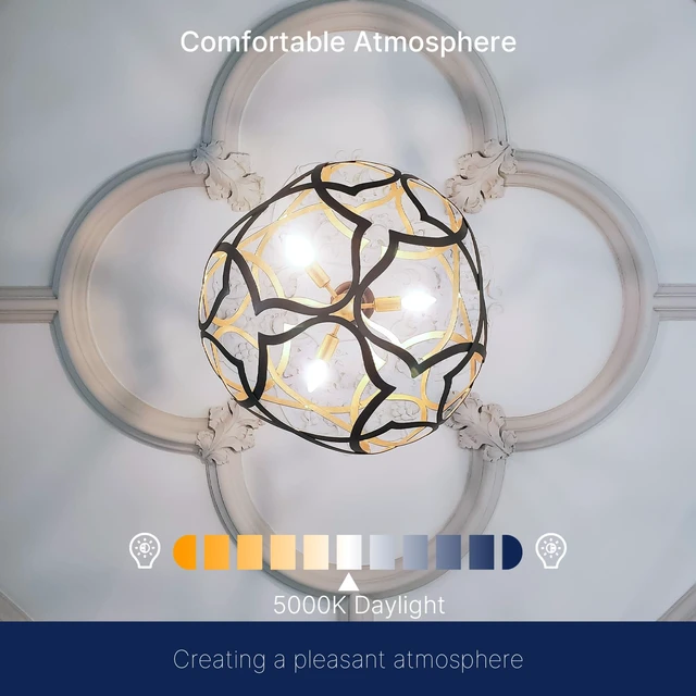 Alt view image 6 of 7 - 5000K Daylight 60W Equivalent Dimmable LED Candelabra Bulbs, B11 LED E12 Base Chandelier Light Bulbs, 550LM, CRI90, 12 Pack