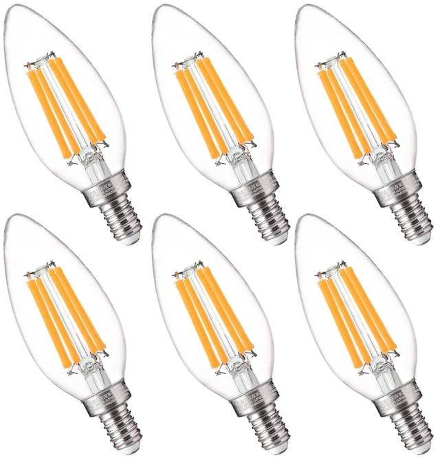 Main image of 100W Equivalent LED Candelabra Bulbs, 800LM Dimmable B11 E12 LED Chandelier Light Bulbs, 5.5W, 2700K Soft White, 6 Pack