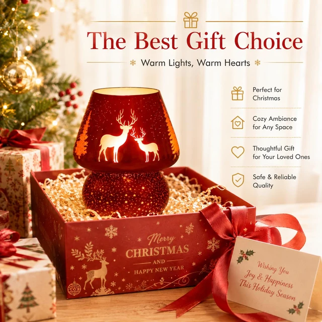 Alt view image 6 of 7 - Christmas Battery Operated Mushroom Lamp - Vintage Small Table Lamp with Timer, Cordless Bedside Nightstand Lamp, Glass Battery Powered Lamp for Bedroom Kitchen Living Room Decor Aesthetic