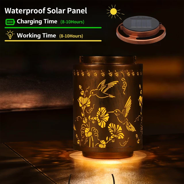 Alt view image 2 of 7 - 2 Pack Solar Lanterns Outdoor Waterproof Garden Decor Gifts for Women Metal Hanging Solar Lights Decoration for Outside LED Lanterns for Yard Patio Birthday Gifts Mon Grandma Hummingbirds