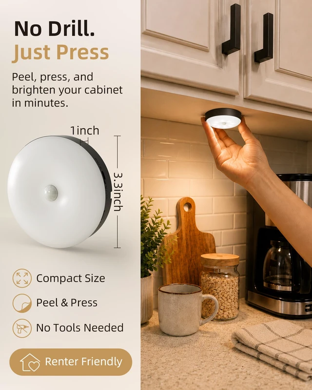 Alt view image 2 of 7 - RGB Puck Lights with Charging Station, Motion Sensor Cabinet Lights Matte Black, 6-Pack with Remote, Rechargeable, Wireless, 3 Color Temps, 12 RGB Colors, Magnetic, Dimmable, for Counter, Shelf