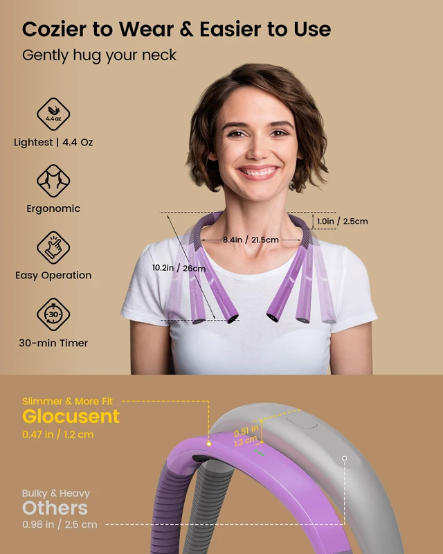 Alt view image 2 of 6 - Upgraded LED Neck Reading Light, Book Light for Reading in Bed 30-min Timer, 3 Colors & 3 Brightness, Rechargeable, Eye-Caring Perfect for Women, Knitting,Crocheting, Repairing,Christmas