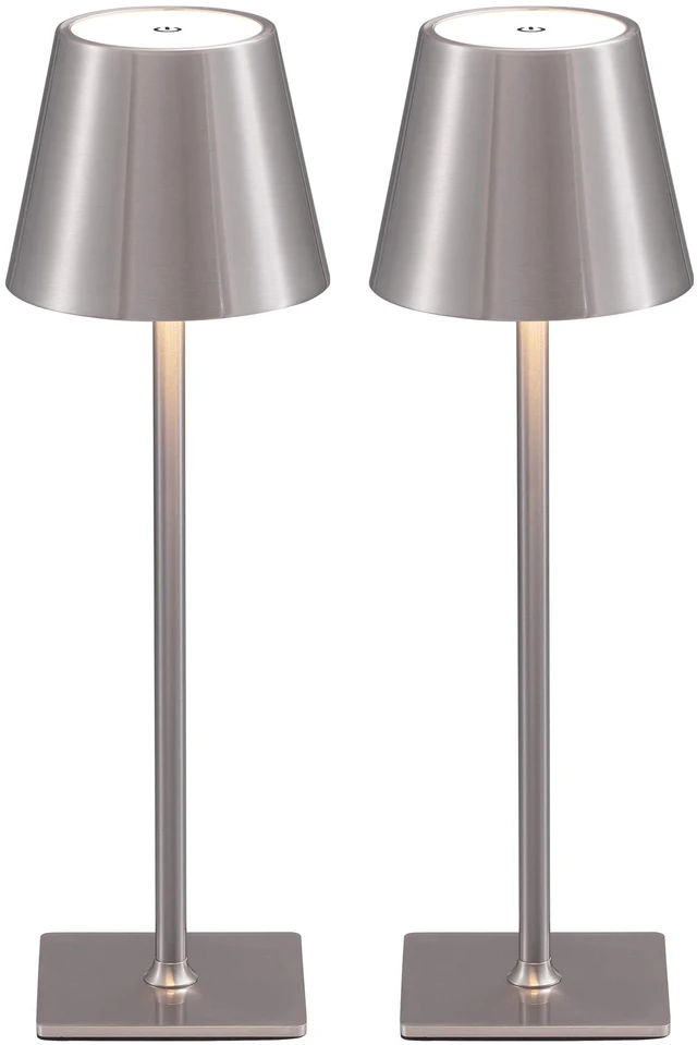 Main image of 2 Pack Cordless Brushed Nickel Table Lamps, Portable LED Desk Lamp 4000mAh Battery Operated 3 Color Stepless Dimming Up for Restaurant, Bedroom, Outdoor Party, Camping, Coffee Shop, Nightlight