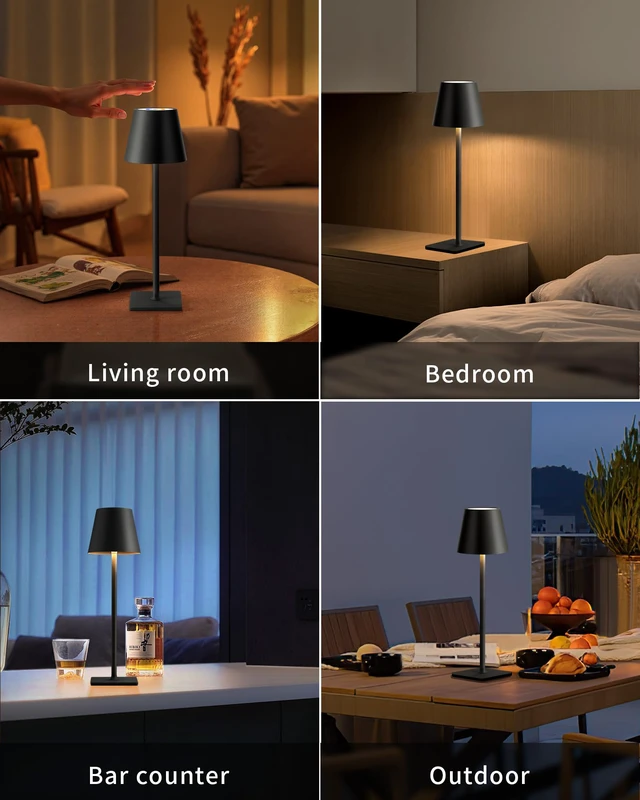 Alt view image 6 of 7 - 2 Pack Cordless Black Table Lamps, RGB Color Stepless Dimming Desk Lamp 4000mAh Battery Operated Rechargeable Portable LED for Restaurant, Bedroom, Outdoor Garden, Camping, Coffee Shop, Nightlight