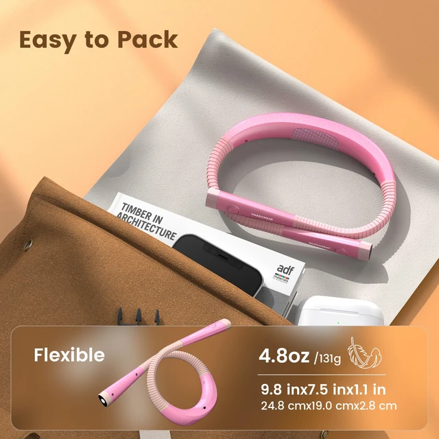Alt view image 5 of 6 - Reading Light,Pink Neck Light,80-hr Rechargeable Book Light 3-Color&6-Brightness, USB-C,LED Neck Reading Light,Women, Travel,Portable, Repairing,Crochet, Christmas, Book Lovers Gifts