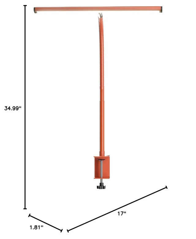Alt view image 7 of 7 - LED Desk Lamp with Clamp, 17" Stepless Dimming Light, Orange 2700K-6500K, 100 LEDs, 360° Gooseneck, Fits Up to 30" Monitors, Flicker-Free Lighting for Home Office, Study& Workbench