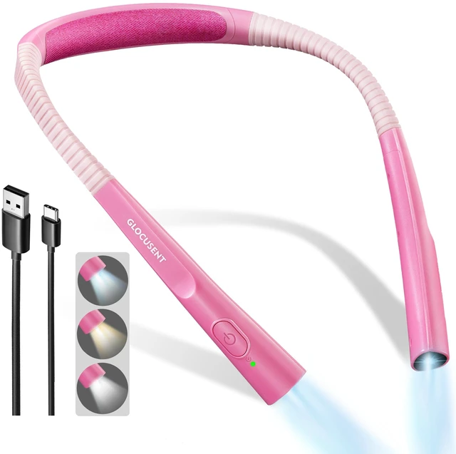Main image of Upgraded LED Neck Reading Light, Book Light for Reading in Bed 30-min Timer, 3 Colors & 3 Brightness, Rechargeable, Eye-Caring Perfect for Women, Knitting,Crocheting, Repairing,Christmas