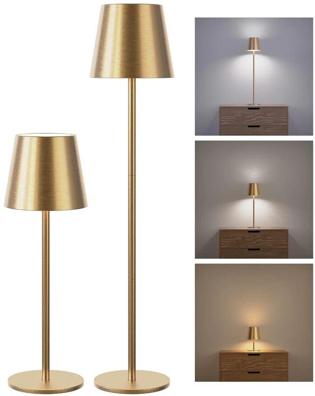 Main image of Cordless Lamps, 3 Height, 3 Colors Smooth Dimming, 5000 Capacity Portable LED Waterproof Table Lamp for Dining, Bedroom, Outdoor, Glod (2 Pack)