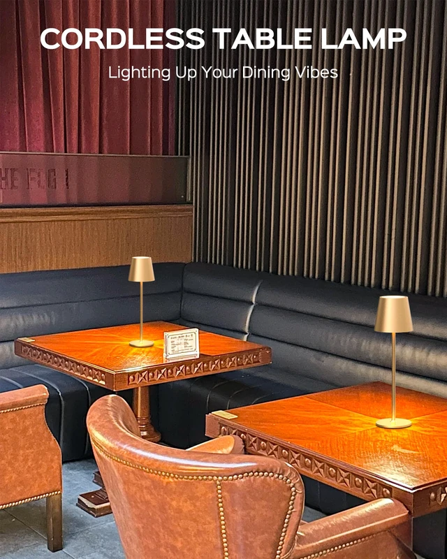 Alt view image 2 of 7 - Cordless Lamps, 3 Height, 3 Colors Smooth Dimming, 5000 Capacity Portable LED Waterproof Table Lamp for Dining, Bedroom, Outdoor, Glod (2 Pack)