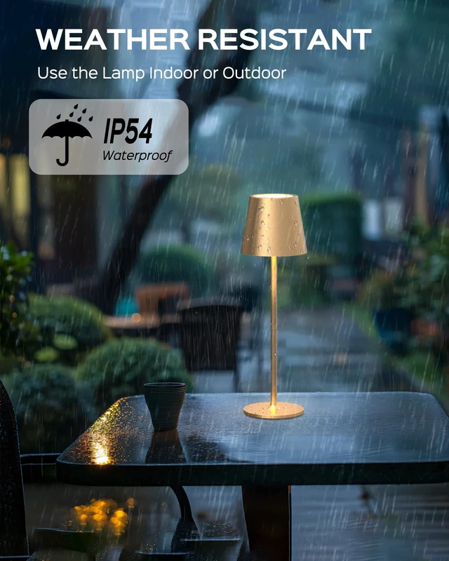 Alt view image 4 of 7 - Cordless Lamps, 3 Height, 3 Colors Smooth Dimming, 5000 Capacity Portable LED Waterproof Table Lamp for Dining, Bedroom, Outdoor, Glod (2 Pack)