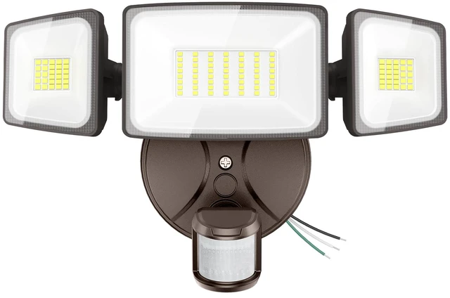 Main image of 75W LED Flood Light Motion Sensor Outdoor, 7000lm Dusk to Dawn Flood Light, Security Light with Three Head, IP65 Waterproof Exterior Floodlight, 6500k Wall Light for Entryway Stairs Yard Garage
