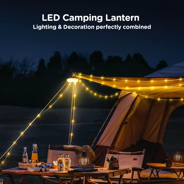 Alt view image 2 of 7 - 2-Pack Camping String Lights 4 in 1, 32.8FT Quick Storage 8 Modes Protable Rechargeable Fairy Tent Lights String, Waterproof Portable LED Lamp for Outdoor Indoor Patio Decor Essentials