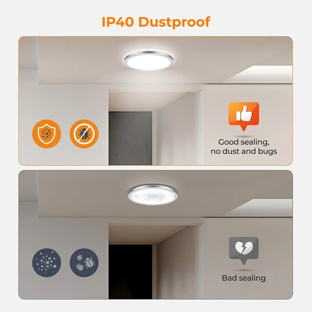 Alt view image 5 of 7 - 9 Inch LED Flush Mount Ceiling Light Fixture, 3000K/4000K/5000K Selectable, Ultra Thin Round White Ceiling Lamp for Kitchen Bathroom Hallway Closet, Silver