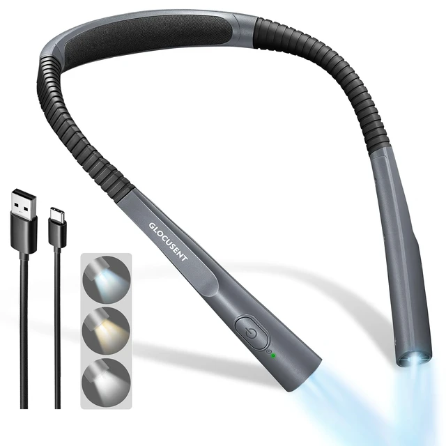 Main image of Upgraded LED Neck Reading Light, Book Light for Reading in Bed 30-min Timer, 3 Colors & 3 Brightness, Rechargeable, Eye-Caring Perfect for Women, Knitting,Crocheting, Repairing,Christmas