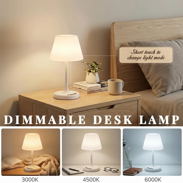 Alt view image 2 of 7 - Waterproof Shower Lamp Outdoor Cordless Table Lamp, 3 Color Dimmable -White touch dimmable, weighted base, bathroom shower light, patio dinner, RV camping, charge your phones, memory night light