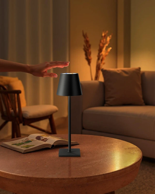 Alt view image 7 of 7 - 2 Pack Cordless Black Table Lamps, RGB Color Stepless Dimming Desk Lamp 4000mAh Battery Operated Rechargeable Portable LED for Restaurant, Bedroom, Outdoor Garden, Camping, Coffee Shop, Nightlight