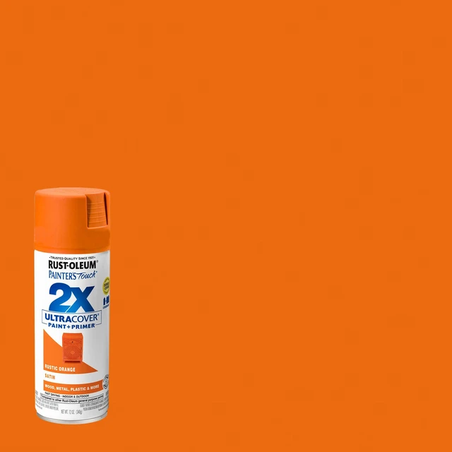 Alt view image 2 of 7 - Painter's Touch 2X Ultra Cover Spray Paint, Satin Rustic Orange Indoor and Outdoor Surfaces (Metal, Wood, Plastic), Fast Dry, Durable, Sprays from Any Angle, Comfort Tip, Oil Based, 6 Pack