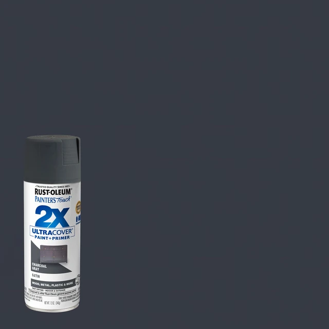 Alt view image 2 of 3 - Painter's Touch 2X Ultra Cover Spray Paint, Satin Charcoal Gray Indoor and Outdoor Surfaces (Metal, Wood, Plastic), Fast Dry, Durable, Sprays from Any Angle, Comfort Tip, Oil Based, 6 Pack