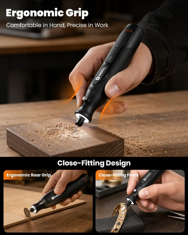 Alt view image 6 of 7 - Mini Cordless Rotary Tool for 3D Printer Sanding with 360 LED Light 5 Speed 5000-18000RPM, 2000mAh 70pcs Kit, Power Rotary Tools for Sanding Polishing Cutting Carving DIY and Craft Projects